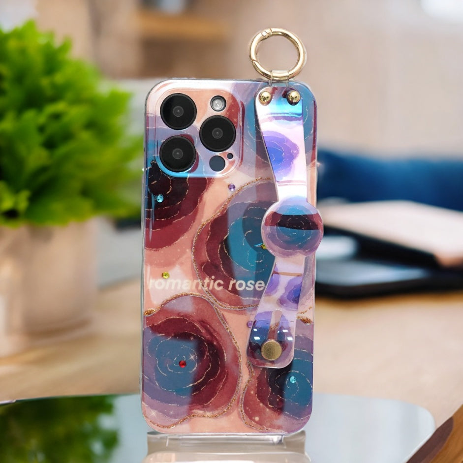 Purple Rose Wrist Strap Case