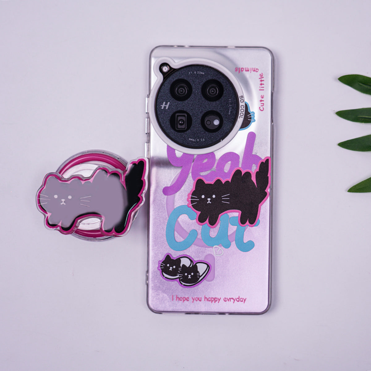Black Cat Case With Magnetic Holder
