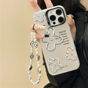 Floral Pearl Case with Lanyard