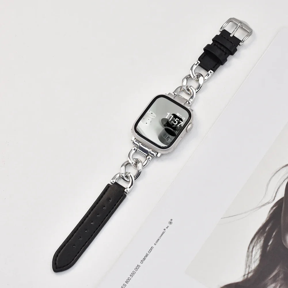Metal Leather Strap For Apple Watch