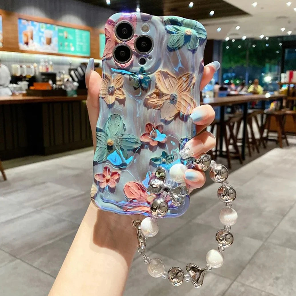 Floral Elegance Case With Lanyard