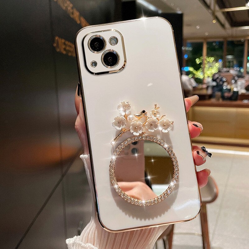 Flowers Glitter Mirror Plating Phone Case