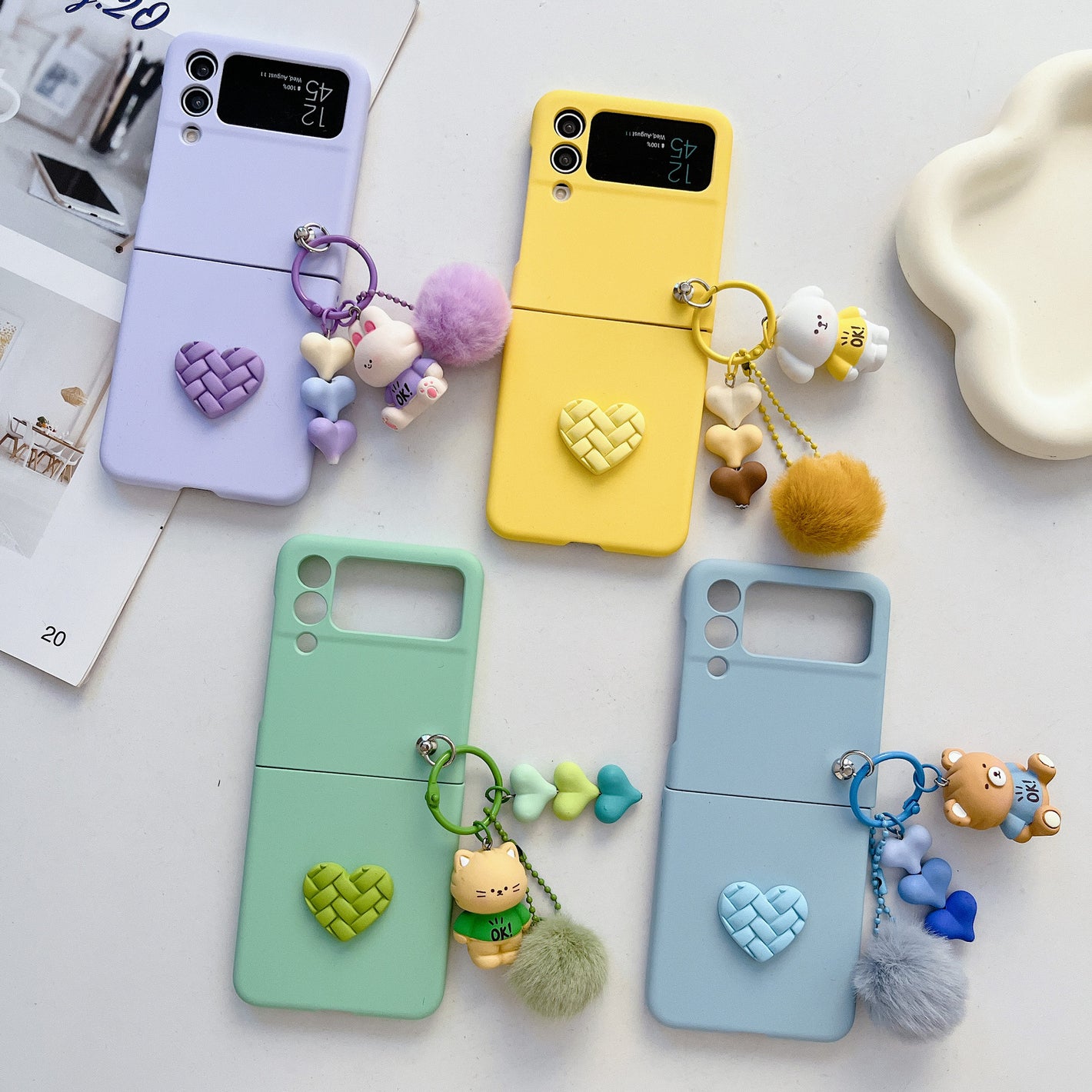 Galaxy Z Flip Series - Bear Charm Heart Case