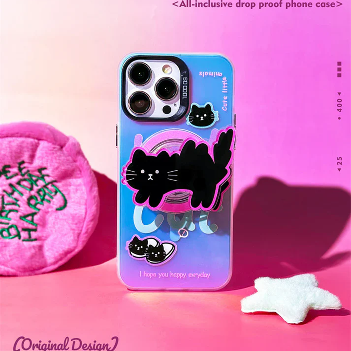 iPhone - Black Cat Case With Magnetic Holder