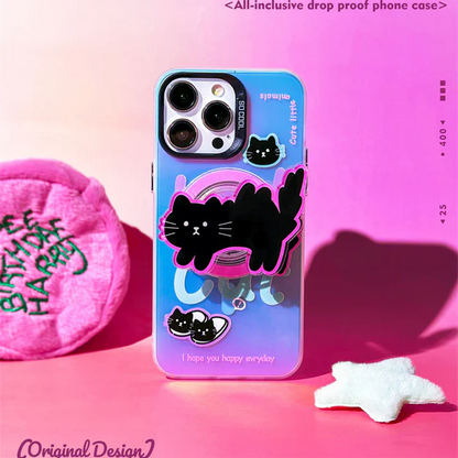 iPhone - Black Cat Case With Magnetic Holder