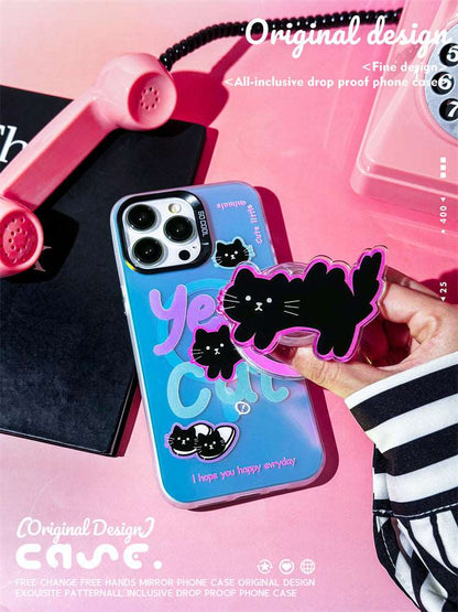 iPhone 14 Series - Black Cat Case With Magnetic Holder