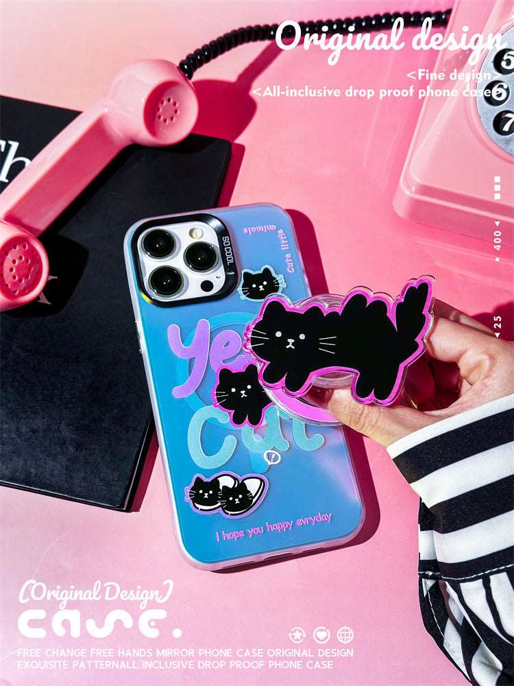 iPhone - Black Cat Case With Magnetic Holder