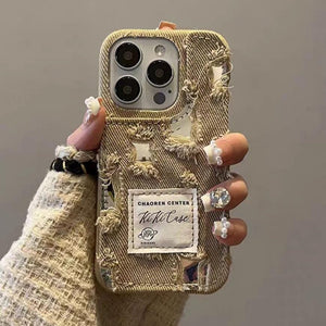 Denim Mirror-Panel Case-Brown