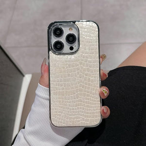 Glossy Crocodile Pattern Leather Case