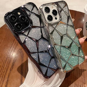 iPhone 15 Series - Gradient Glitter Geometrical Pattern Case