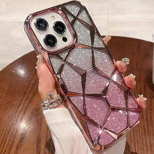 iPhone 15 Series - Gradient Glitter Geometrical Pattern Case