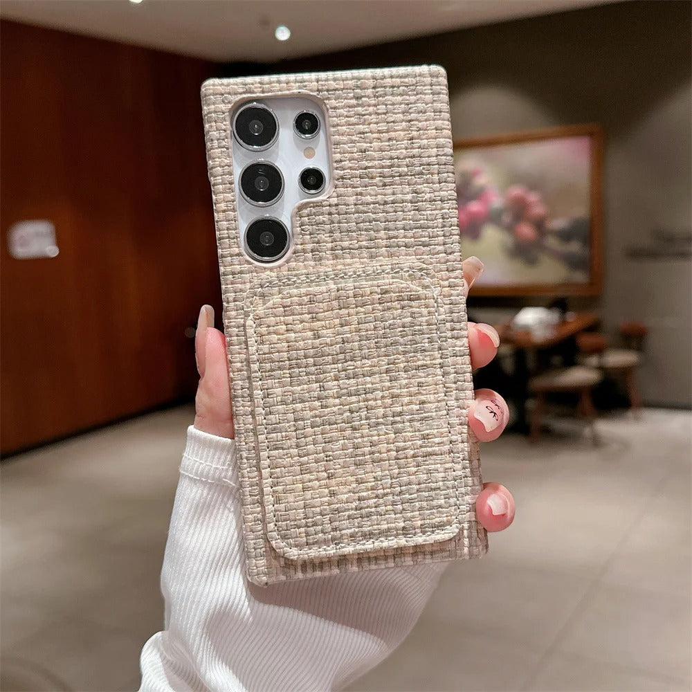 Tweed Wallet Case-Khaki