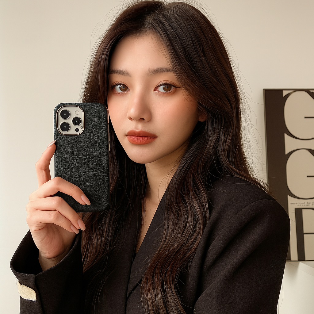Grain Leather Case- Black