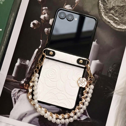 Floral Faux With Lanyard Case