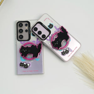 Galaxy S Series - Black Cat Case With Magnetic Holder