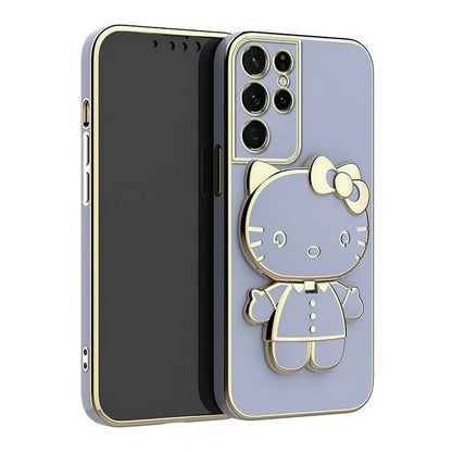 Galaxy S Series- Mirror Kitty Stand Case