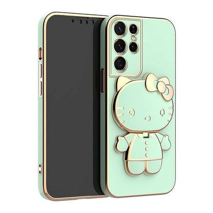 Galaxy S Series- Mirror Kitty Stand Case