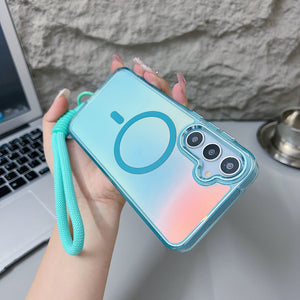 Aqua Shiny Case with Lanyard
