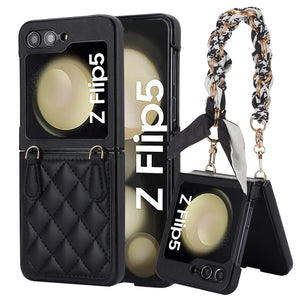 Luxury Quilted Leather Case with Silk scarf Chain Strap
