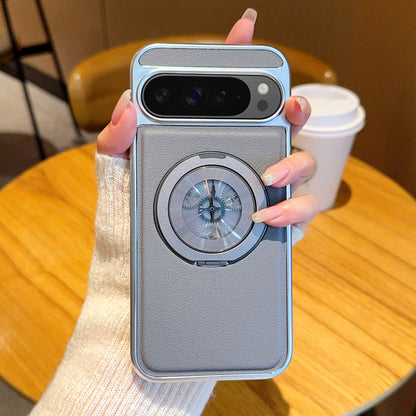 Elegant Faux Leather Gear Spinner Kickstand Case