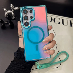 Aqua Shiny Case with Lanyard