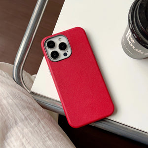 Grain Leather Case - Red