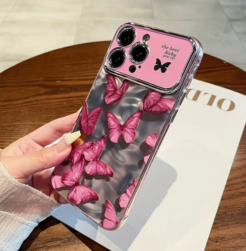 iPhone - Pink Butterfly Case with Bracelet