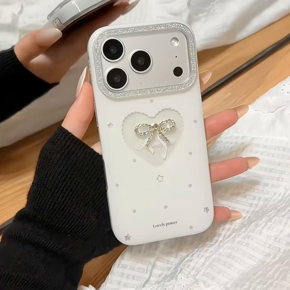 Cute Bling Bow Heart Case