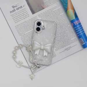 Glitter Bow Pearl Charm Case