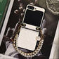 Floral Faux With Lanyard Case