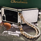 Floral Faux With Lanyard Case