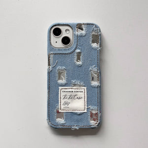 Denim Mirror Panel Case - Blue