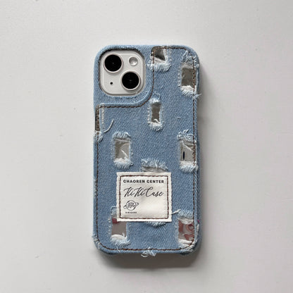 Denim Mirror Panel Case - Blue