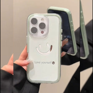Love Yourself Smiley Phone Case - Cyan