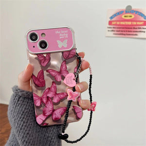 iPhone - Pink Butterfly Case with Bracelet