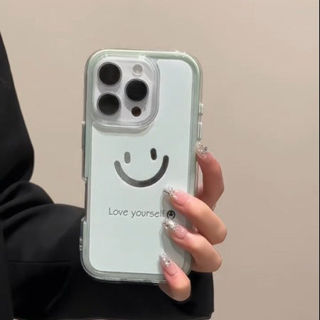 Love Yourself Smiley Phone Case - Cyan