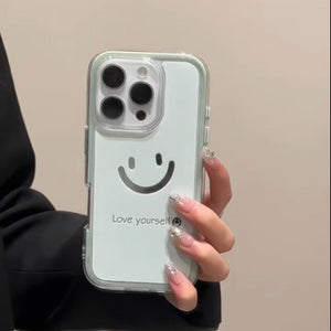 Love Yourself Smiley Phone Case - Cyan
