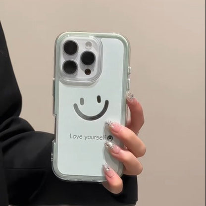 Love Yourself Smiley Phone Case - Cyan
