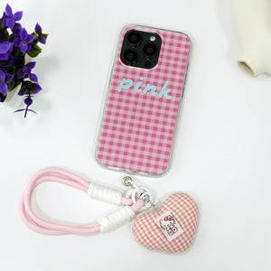 Cute Checkered Case with Heart Strap