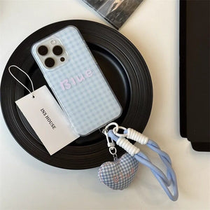 iPhone - Cute Checkered Case with Heart Strap