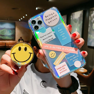 Pop-Grip Smiley Glitter Case